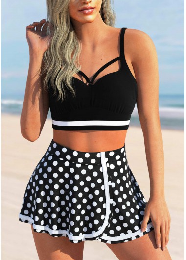 High Waisted Black Polka Dot Swim Skirt product