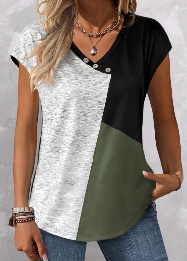 Plus Size Sage Green Button T Shirt 30$