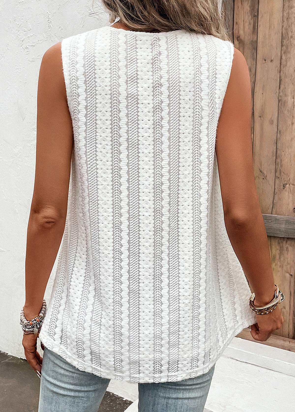 Breathable Square Neck White Tank Top