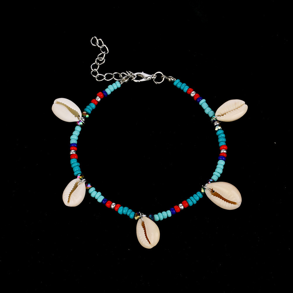 Beads Conch Detail Multi Color Anklet