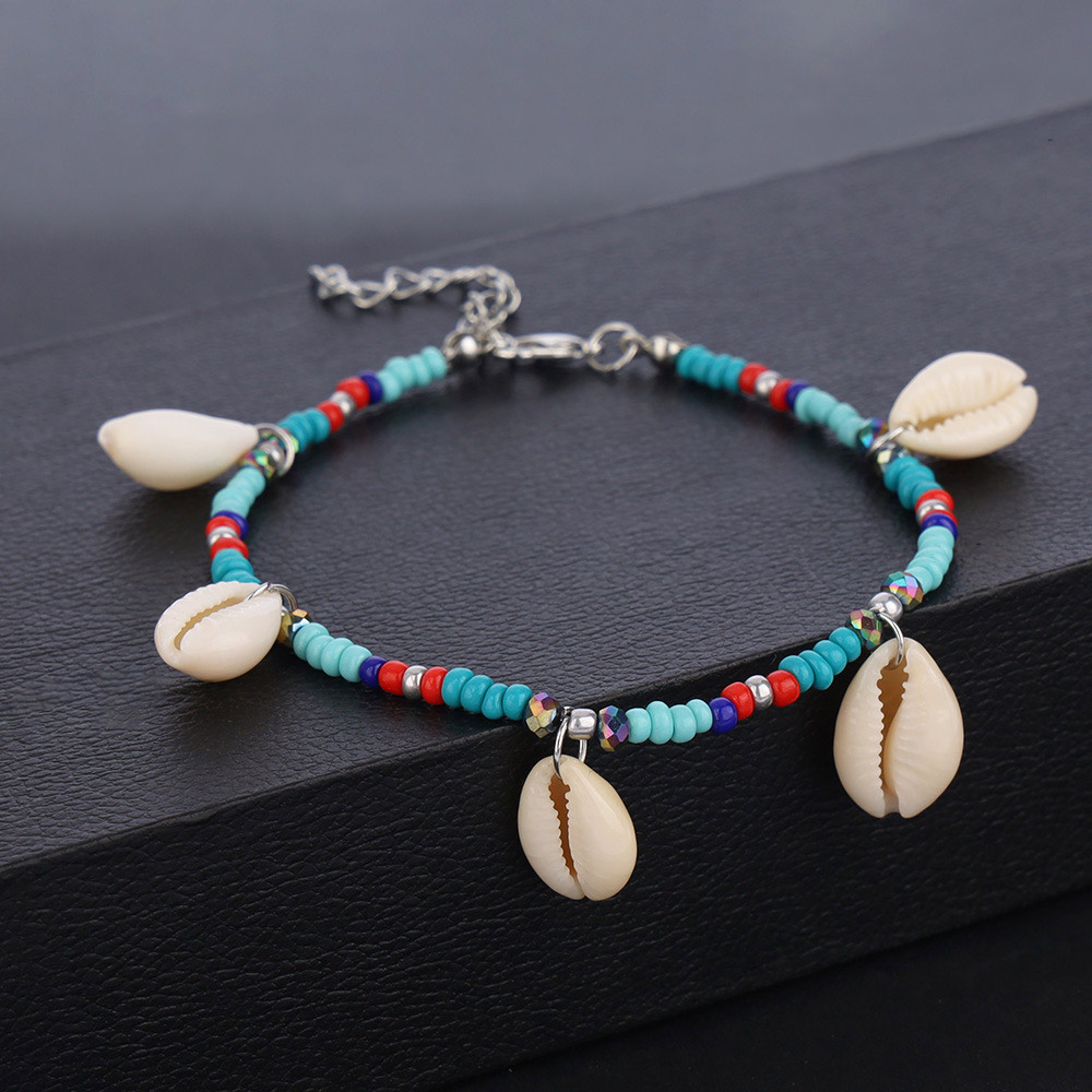 Beads Conch Detail Multi Color Anklet