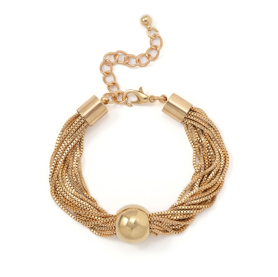 Layered Design Gold Iron Detail Bracelet
