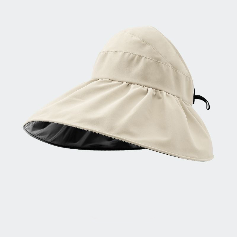 Fold Detail Nylon Beige Visor Hat