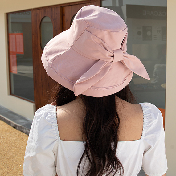 Light Pink Bowknot Detail Visor Hat