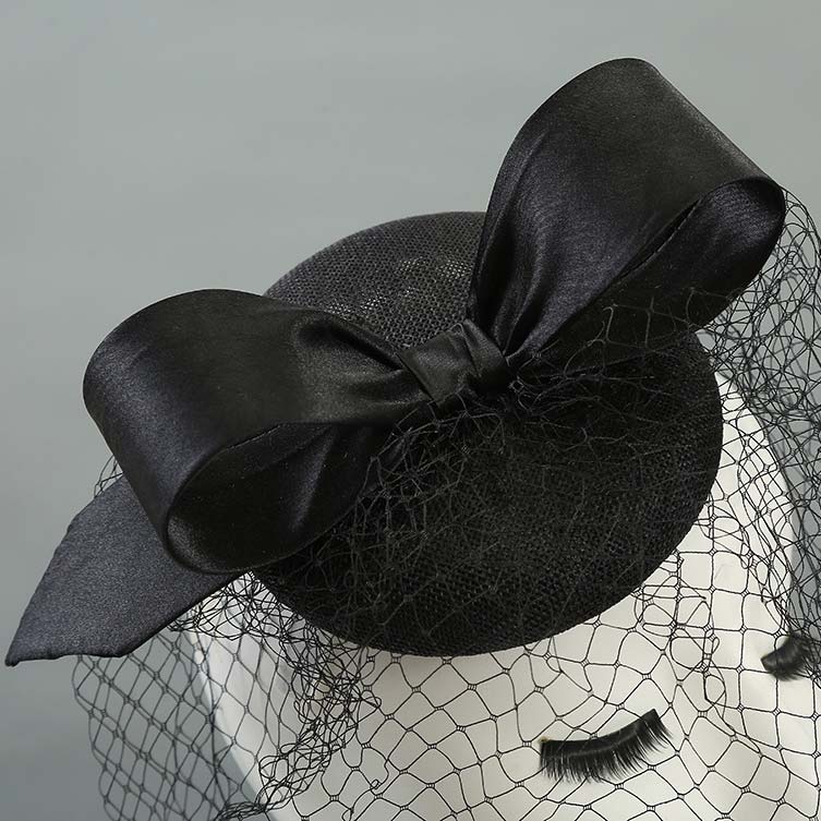 Retro Black Bowknot Design Hemp Hat