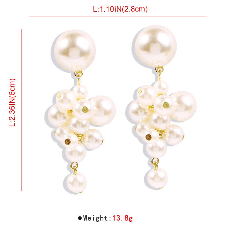 Pearl Design White Grape Detail Earrings