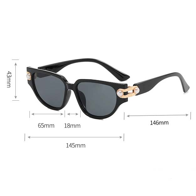 Cat Eye Black Plastic Detail Sunglasses