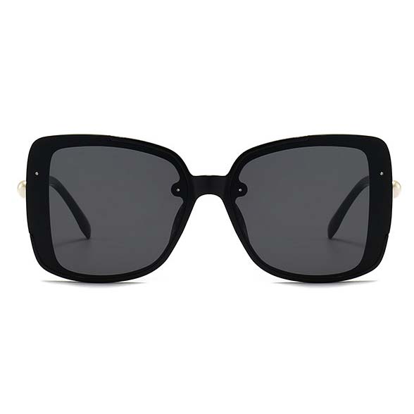 Plastic Detail Black Geometric Pattern Sunglasses