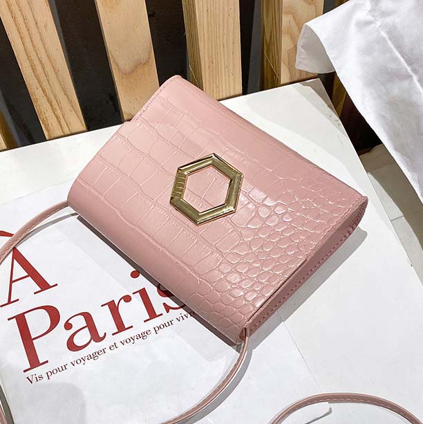 Pink Magnetic Geometric Pattern Shoulder Bag