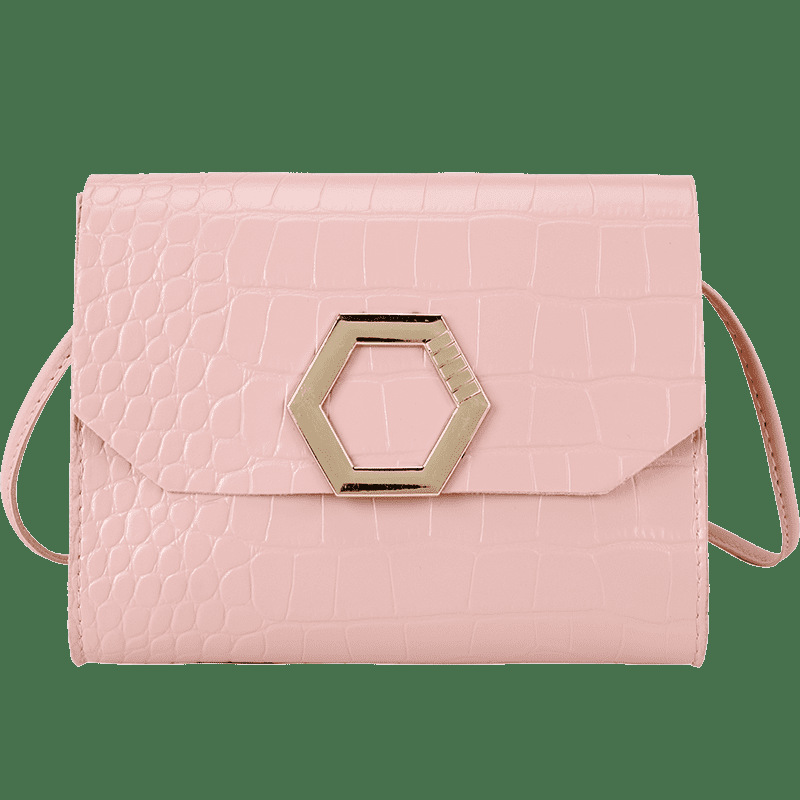 Pink Magnetic Geometric Pattern Shoulder Bag
