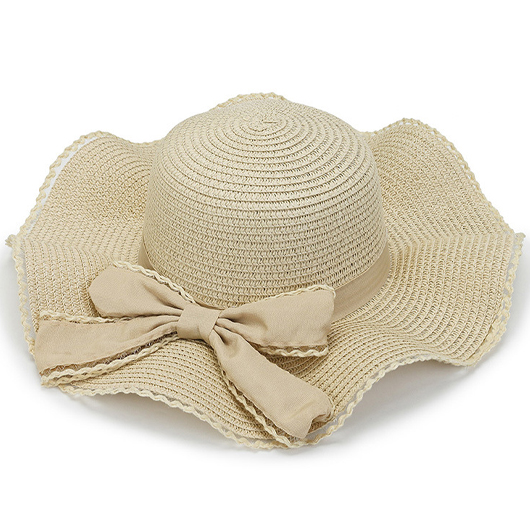 Bowknot Design Beige Summer Visor Hat