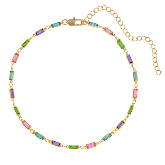 Geometric Design Multi Color Rectangle Necklace