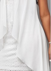 White Hollow Embroidered Round Neck Sleeveless Dress