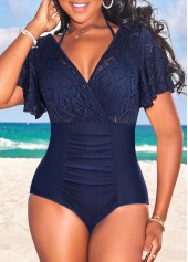 Lace Navy Patchwork One Piece Swimwear