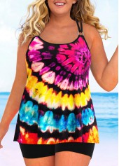 Plus Size Tie Dye Print Tankini Set