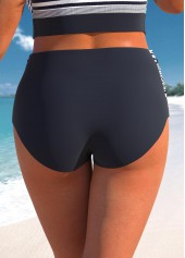 High Waisted Navy Plus Size Striped Bikini Bottom