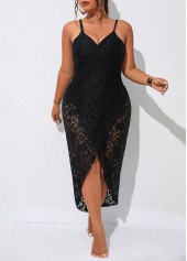 Criss Cross Black Plus Size Cover Up