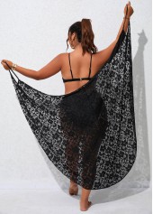 Criss Cross Black Plus Size Cover Up