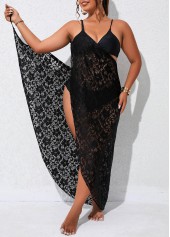 Criss Cross Black Plus Size Cover Up