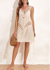 Patchwork Skin Color V Neck Cover Up