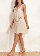 Patchwork Skin Color V Neck Cover Up