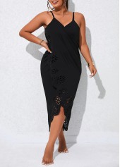 Burn Out Printing Black Plus Size Cover Up