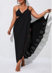 Burn Out Printing Black Plus Size Cover Up