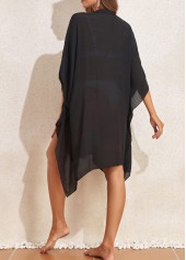 Asymmetry Black Shirt Collar Cover Up