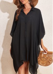 Asymmetry Black Shirt Collar Cover Up