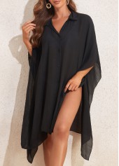 Asymmetry Black Shirt Collar Cover Up