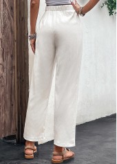 White Drawastring High Waisted Pocket Pants