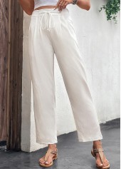 White Drawastring High Waisted Pocket Pants