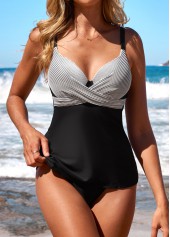 Mid Waisted Criss Cross Black Tankini Set