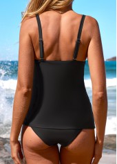 Mid Waisted Criss Cross Black Tankini Set