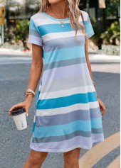Striped Pocket Multi Color H Shape Dress