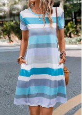 Striped Pocket Multi Color H Shape Dress