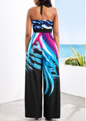 Ombre Tie Black Long V Neck Sleeveless Jumpsuit