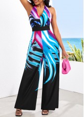 Ombre Tie Black Long V Neck Sleeveless Jumpsuit