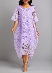 Light Purple O Shape Fake 2in1 Dress