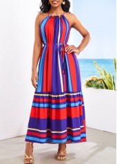 Multi Color A Line Striped Maxi Dress