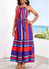 Multi Color A Line Striped Maxi Dress