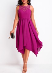 Handkerchief Hem Dark Reddish Lace Purple Dress