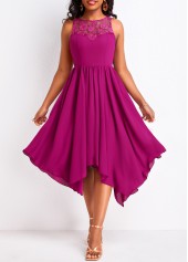 Handkerchief Hem Dark Reddish Lace Purple Dress
