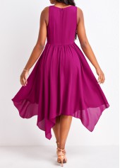 Handkerchief Hem Dark Reddish Lace Purple Dress