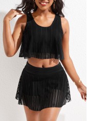 Mid Waisted Mesh Black Bikini Set