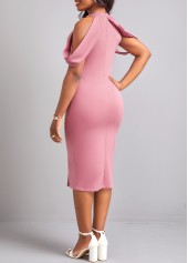 Cut Out Round Neck Pink Bodycon Dress