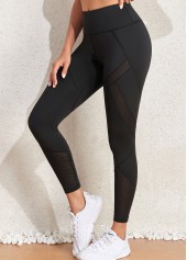 Black Elastic Waist High Waisted Ankle Length Leggings