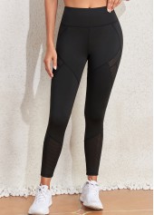 Black Elastic Waist High Waisted Ankle Length Leggings