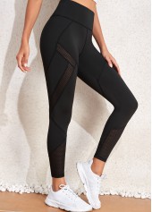 Black Elastic Waist High Waisted Ankle Length Leggings