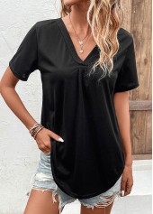 V Neck Black Short Sleeve T Shirt